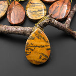 Natural Utah Black Feather Jasper Pendant Side Drilled Teardrop Pendant