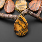 Natural Utah Black Feather Jasper Pendant Side Drilled Teardrop Pendant
