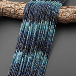 AAA Natural Paraiba Blue Tourmaline Faceted 2mm Cube Ombre Beads Indicolite Gemstone 15.5" Strand