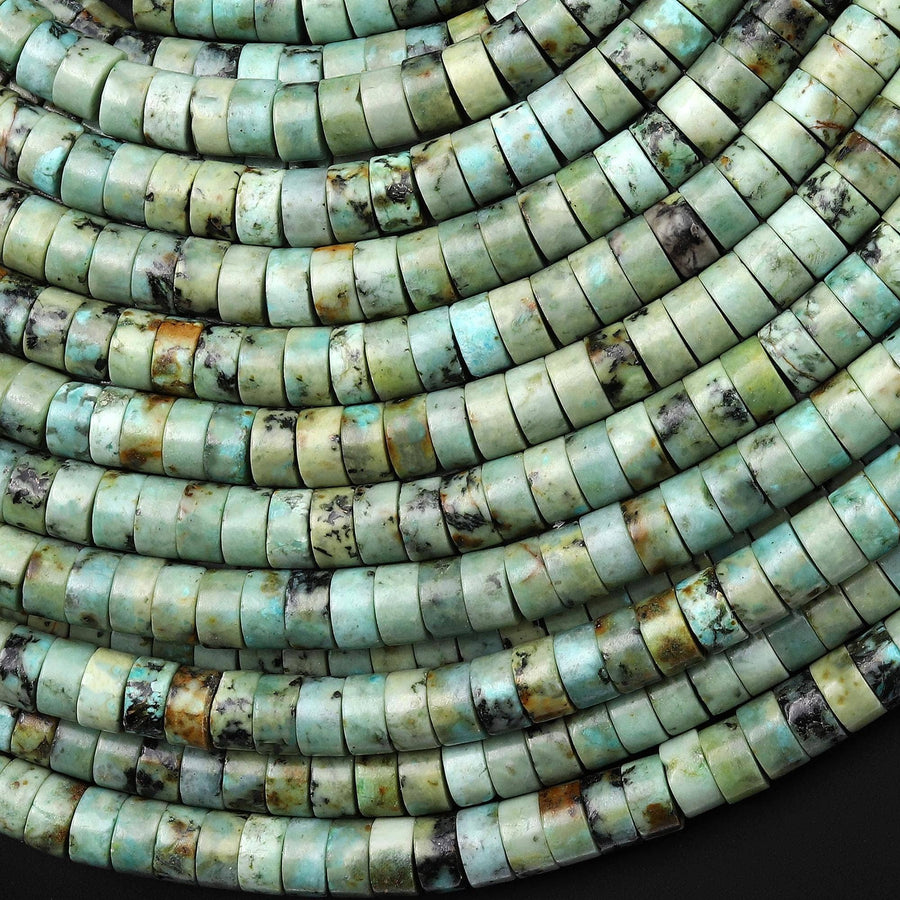 AAA Natural Blue Green African Turquoise Heishi Beads 4mm 6mm Gemstone 15.5" Strand