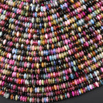 AAA Natural Pink Blue Green Tourmaline Micro Faceted 4mm Thin Rondelle Beads Gemstone 15.5" Strand