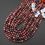 Natural Spessartine Garnet in Rhodonite Beads 6mm 8mm 10mm Red Pink Round Beads 15.5" Strand