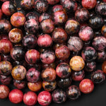 Natural Spessartine Garnet in Rhodonite Beads 6mm 8mm 10mm Red Pink Round Beads 15.5" Strand
