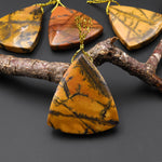 Natural Utah Black Feather Jasper Pendant Side Drilled Triangle Pendant