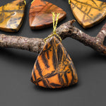 Natural Utah Black Feather Jasper Pendant Side Drilled Triangle Pendant