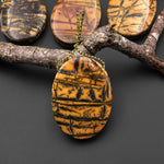Natural Utah Black Feather Jasper Pendant Side Drilled Oval Pendant