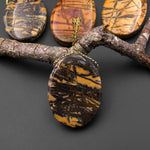 Natural Utah Black Feather Jasper Pendant Side Drilled Oval Pendant