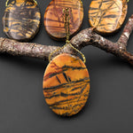 Natural Utah Black Feather Jasper Pendant Side Drilled Oval Pendant