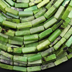 Natural African Chrysoprase Thin Long Rectangle Tube Beads 15.5" Strand