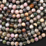 Natural Tourmaline Round Beads 6mm Earthy Pink Green Gemstone 15.5" Strand