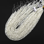 AAA Natural White Mother of Pearl 4mm Faceted Rondelle Beads Laser Diamond Cut Iridescent Pearl Gemstone 15.5" Strand