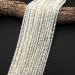 AAA Natural White Mother of Pearl 4mm Faceted Rondelle Beads Laser Diamond Cut Iridescent Pearl Gemstone 15.5" Strand