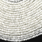 AAA Natural White Mother of Pearl 4mm Faceted Rondelle Beads Laser Diamond Cut Iridescent Pearl Gemstone 15.5" Strand