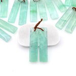 Natural Light Green Fluorite Rectangle Earring Pair Drilled Gemstone Matched Beads