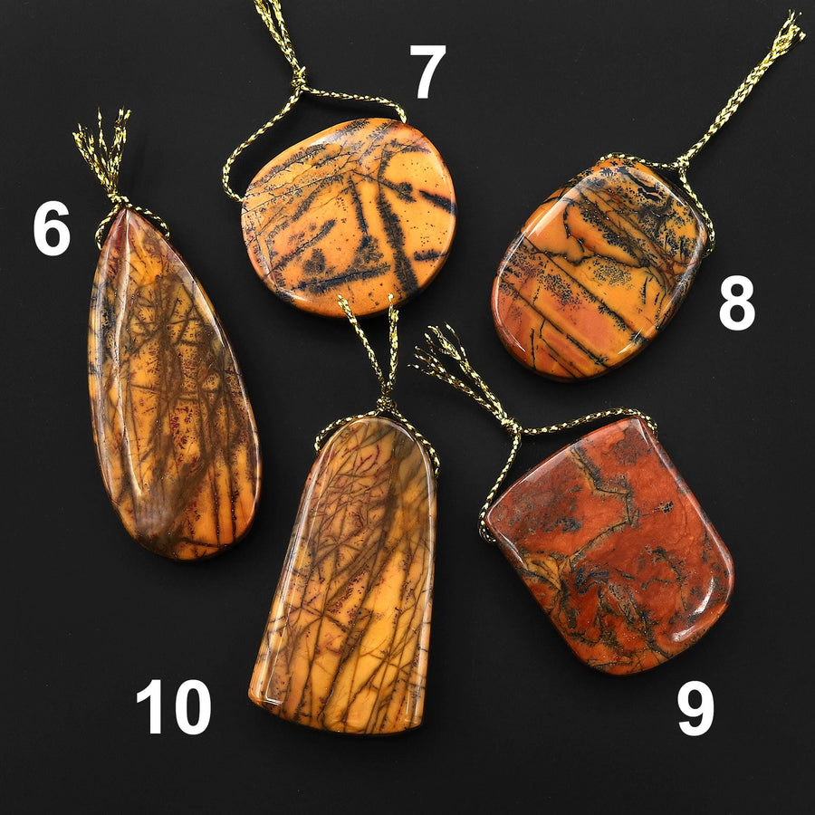 Natural Utah Black Feather Jasper Pendant Top Side Drilled Pendant One of a Kind Hand Cut