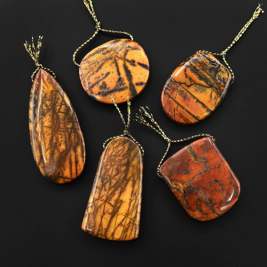 Natural Utah Black Feather Jasper Pendant Top Side Drilled Pendant One of a Kind Hand Cut