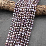 AAA Genuine Natural Metallic Silvery Mauve Purple Freshwater Pearl 8mm Nugget Beads 14" Strand