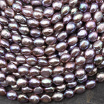 AAA Genuine Natural Metallic Silvery Mauve Purple Freshwater Pearl 8mm Nugget Beads 14" Strand