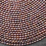 AAA Genuine Natural Metallic Mauve Pink Purple Oval Rice Freshwater Pearl Iridescent High Luster 3x4mm 14.5" Strand