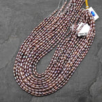 AAA Genuine Natural Metallic Mauve Pink Purple Oval Rice Freshwater Pearl Iridescent High Luster 3x5mm 14.5" Strand