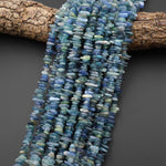 Natural Bicolor Silvery Teal Blue Green Kyanite Freeform Center Drilled Rondelle Spike Beads 15.5" Strand