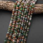 AAA Natural Indian Agate 6mm 8mm Smooth Thin Saucer Rondelle Beads Aka Green Red Bloodstone 15.5" Strand
