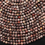 AAA Faceted Natural Leopard Skin Jasper 3mm 4mm Round Beads Gemstone 15" Strand