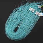 AAA Natural Aqua Blue Apatite 2mm Smooth Round Beads 15.5" Strand