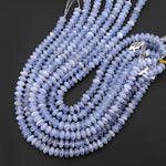 AAA Natural Blue Chalcedony Smooth Rondelle Saucer Beads 10mm 15.5" Strand