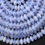 AAA Natural Blue Chalcedony Smooth Rondelle Saucer Beads 10mm 15.5" Strand
