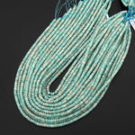 AAA Faceted Natural Aqua Blue Green Peruvian Amazonite Heishi Rondelle Beads 4mm 15" Strand