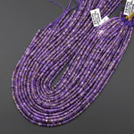 AAA Faceted Natural Purple Amethyst Heishi Rondelle Beads 4mm 15" Strand