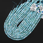 AAA Faceted Genuine Natural Blue Larimar Beads 6x4mm Rondelle Beads 15.5" Strand