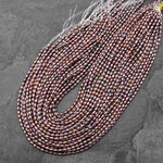 AAA Genuine Natural Metallic Mauve Pink Purple Oval Rice Freshwater Pearl Rainbow Iridescence 3x4mm 14.5" Strand