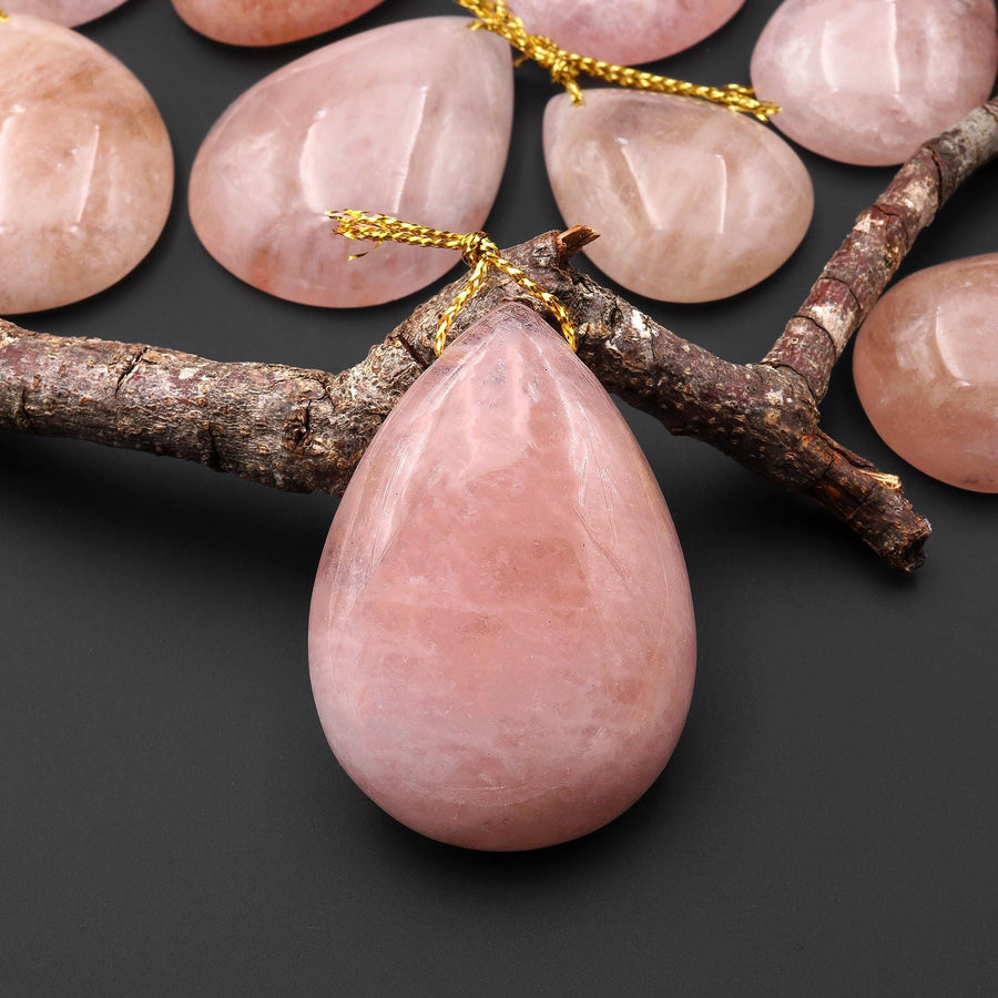 Rare Natural Peach Pink Morganite Pendant Beryl Aquamarine Teardrop Gemstone