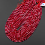 Lab-grown Red Ruby Smooth Barrel Drum Gemstone Beads 15.5" Strand