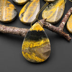 Natural Indonesian Yellow Jasper Teardrop Side Drilled Gemstone Pendant