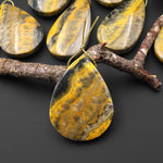 Natural Indonesian Yellow Jasper Teardrop Side Drilled Gemstone Pendant