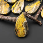 Natural Indonesian Yellow Jasper Teardrop Side Drilled Gemstone Pendant