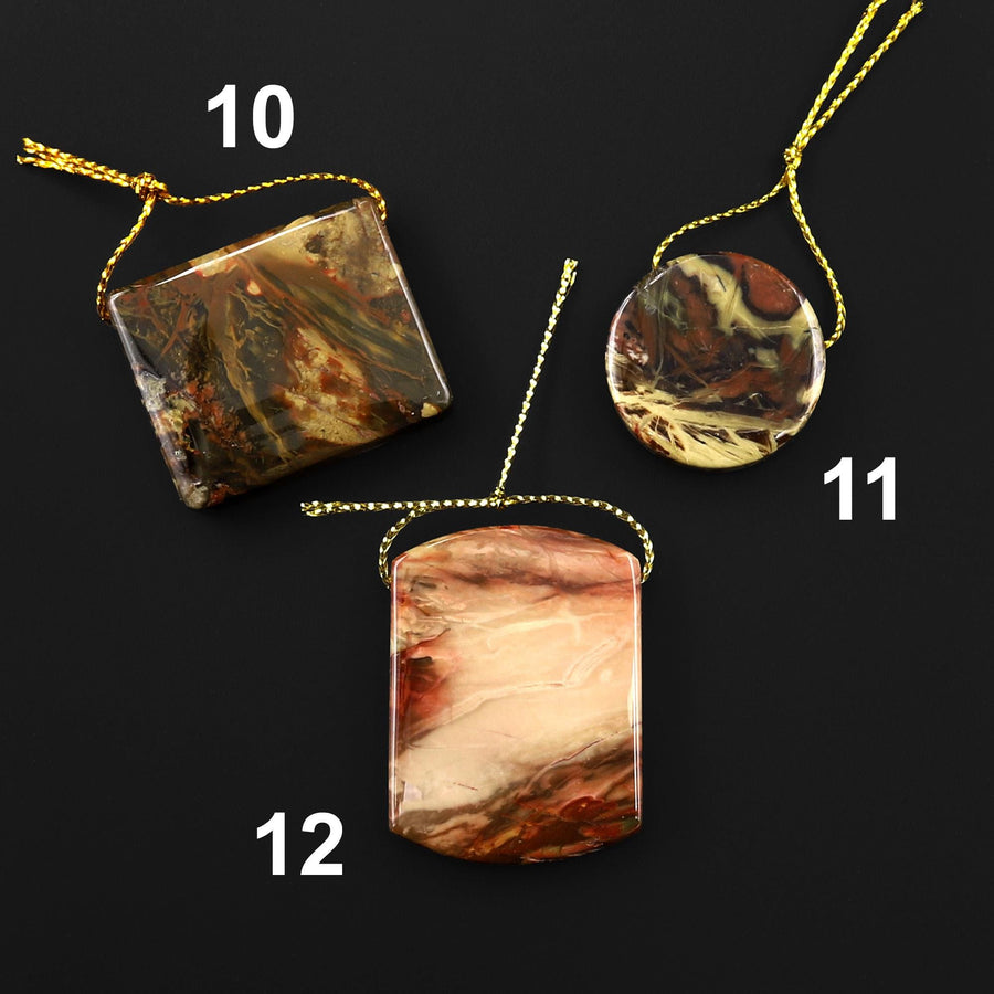 From Oregon USA Natural Carrasite Jasper Pendant Earthy Green Peach Pink Orange Brown American Gemstone