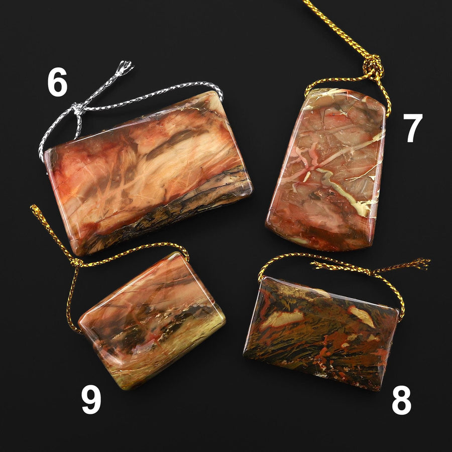 From Oregon USA Natural Carrasite Jasper Pendant Earthy Green Peach Pink Orange Brown American Gemstone