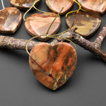 From Oregon USA Natural Carrasite Jasper Heart Pendant Earthy Green Peach Pink Orange Brown American Gemstone