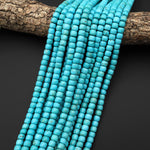 Blue Turquoise Jasper Puffy Barrel Rondelle Rounded Cylinder Beads Aka Dyed Sleeping Beauty 15.5" Strand