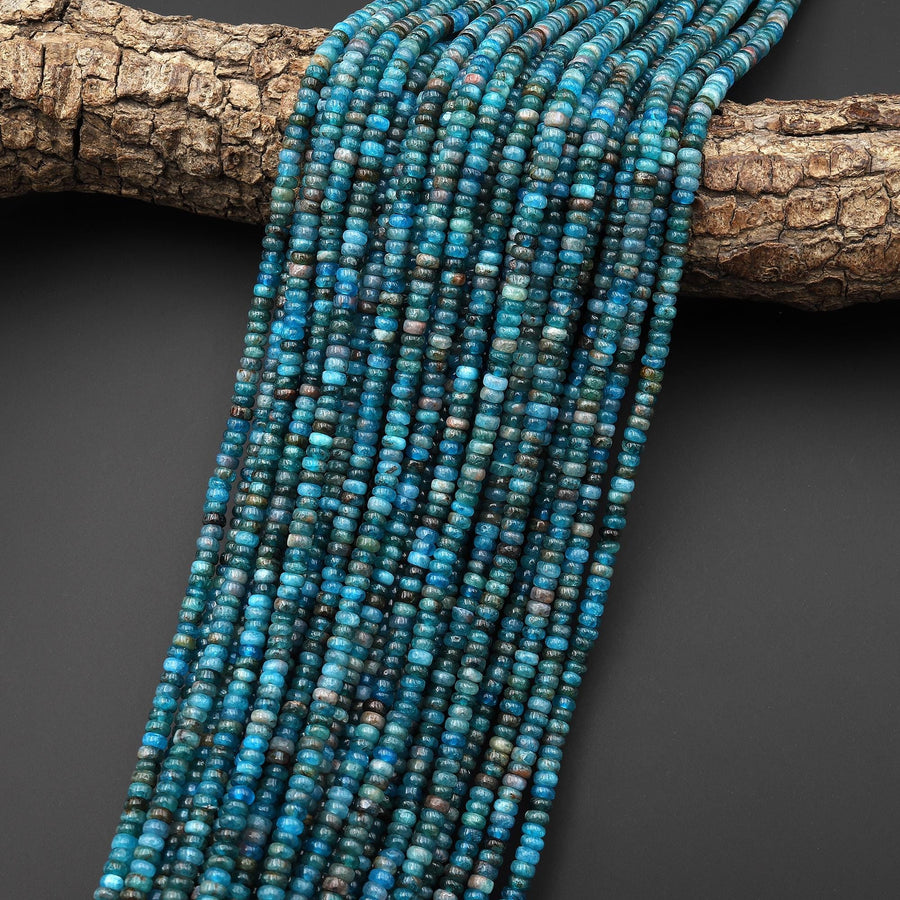 Natural Apatite Smooth Thin Heishi Rondelle Beads 4mm Gemstone 15.5" Strand