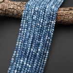Natural Stormy Blue Santa Maria Aquamarine Smooth 4mm Round Beads Gemstone 15.5" Strand