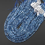 Natural Stormy Blue Santa Maria Aquamarine Smooth 4mm Round Beads Gemstone 15.5" Strand