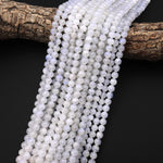 Natural Rainbow Moonstone 6mm 8mm 10mm 12mm Smooth Round Beads Blue Flashes 15.5" Strand