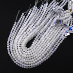 Natural Rainbow Moonstone 6mm 8mm 10mm 12mm Smooth Round Beads Blue Flashes 15.5" Strand