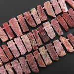 Natural Strawberry Quartz Freeform Rectangle Bead Spike Cleopatra Fan Shape 15.5" Strand