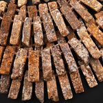 Natural African Lace Opal Freeform Rectangle Bead Spike Cleopatra Fan Shape 15.5" Strand